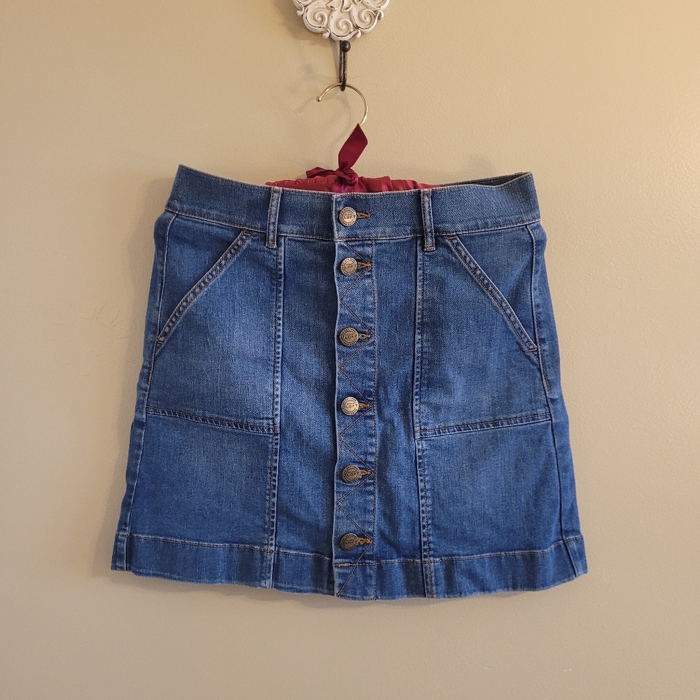 Loft | Denim Levi Mini Skirt Button Closure Boho-Chic